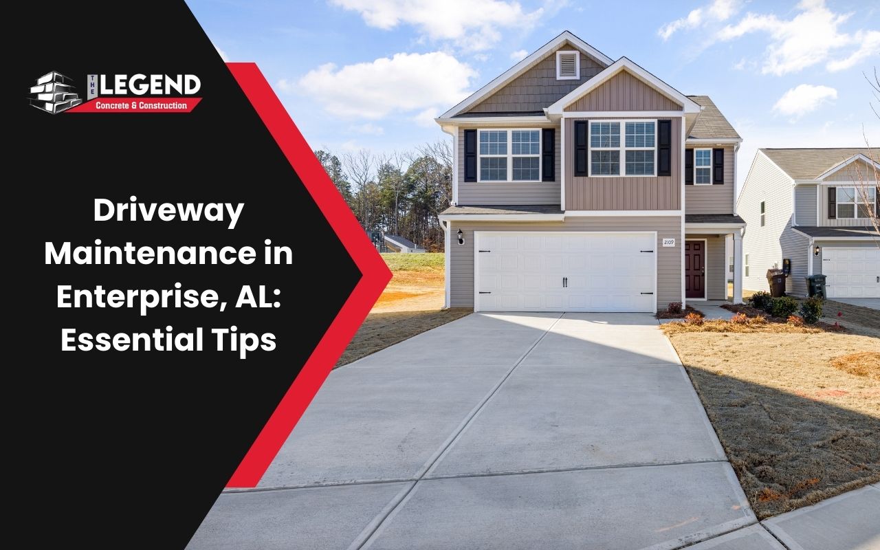 A clean concrete driveway free of dirt and buildup.