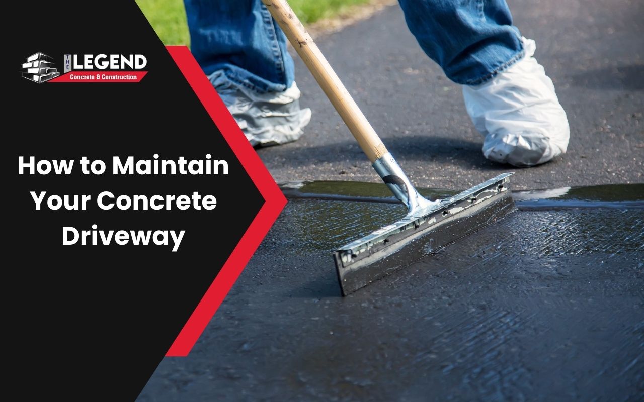 Sealing a concrete driveway for long-term protection.