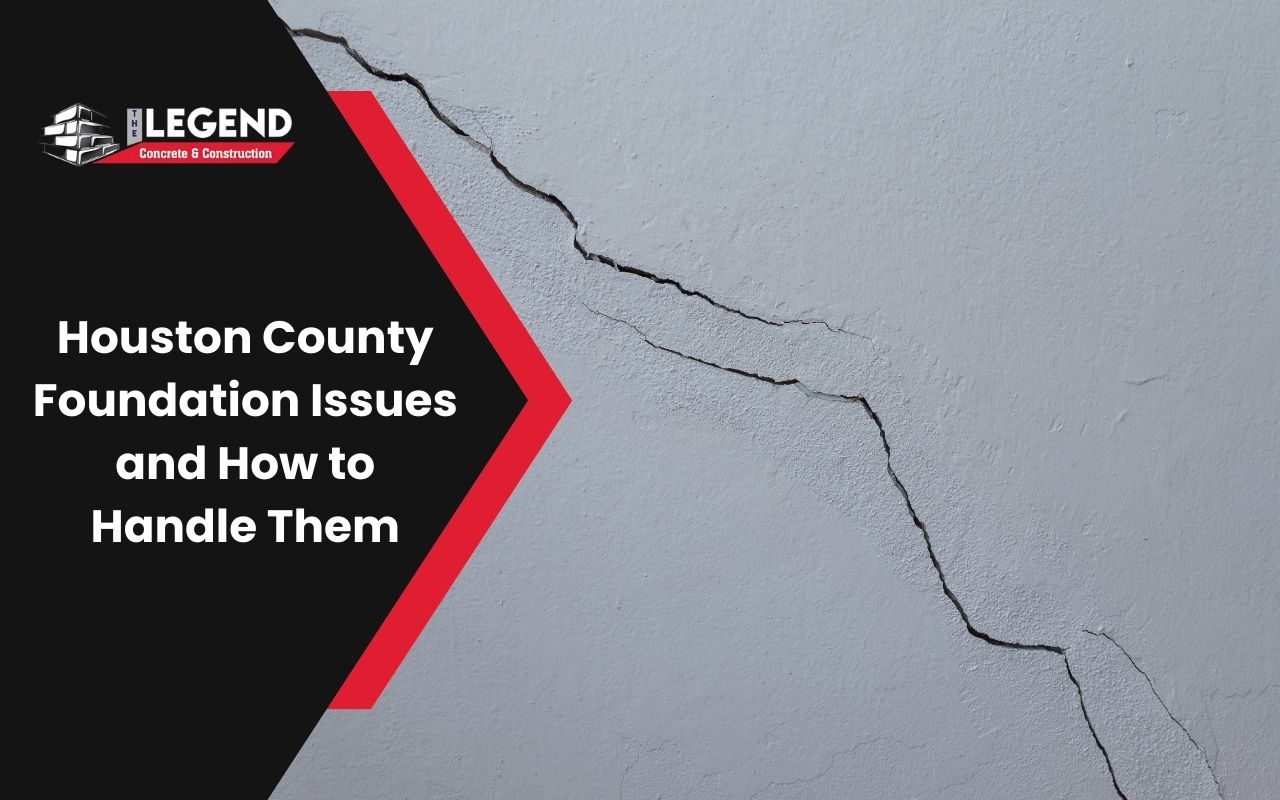 Large horizontal crack in a concrete wall in Houston County