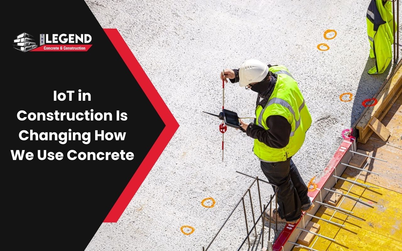 IoT sensors embedded in a concrete slab for structural monitoring
