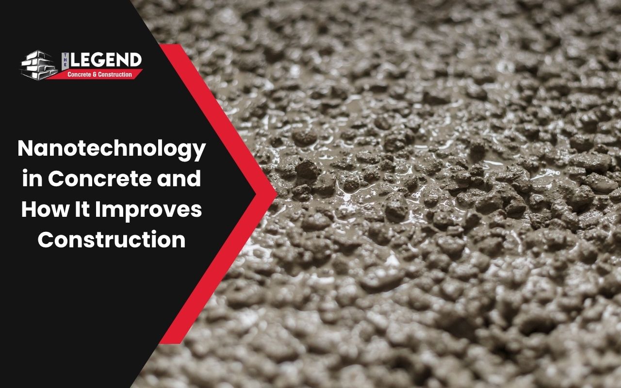 Close-up of concrete with nanomaterials enhancing strength