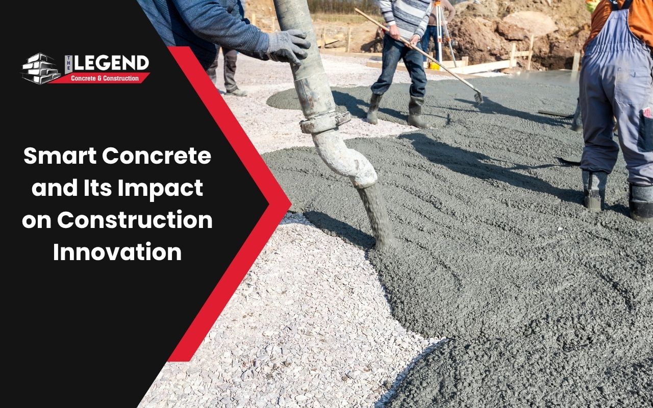 Worker pouring smart concrete in a residential driveway