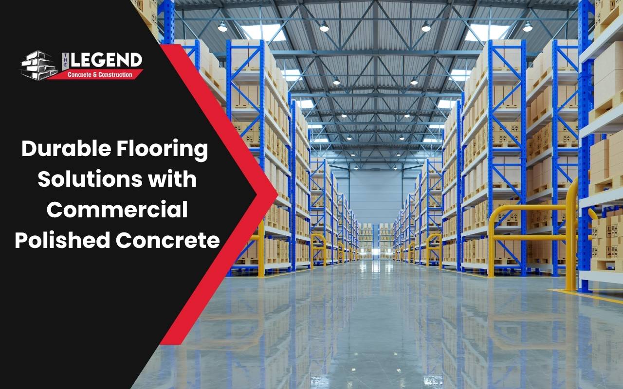 Durable polished concrete flooring in a commercial warehouse
