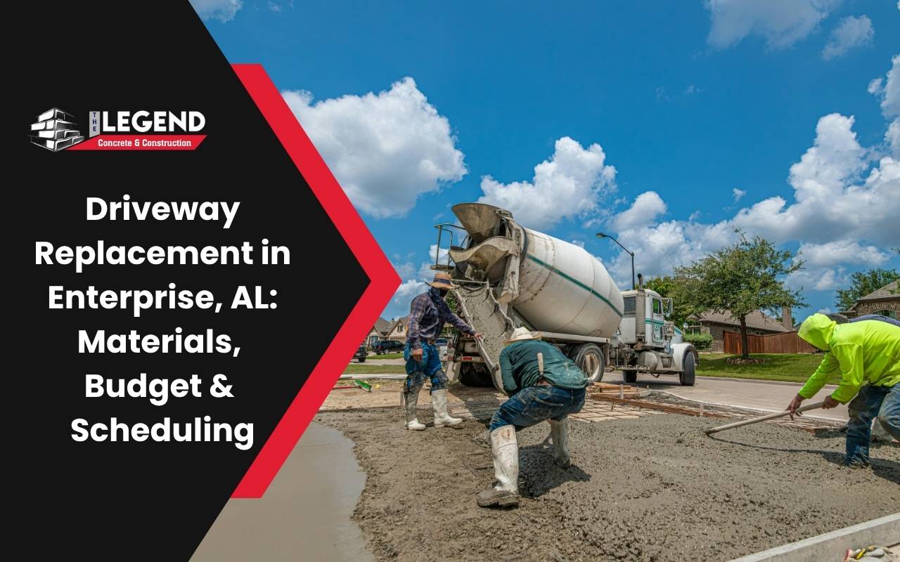 Concrete driveway replacement Enterprise AL project