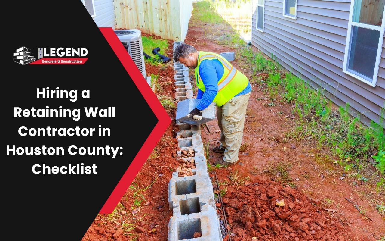Engineer analyzing soil report for retaining wall contractor Houston County project