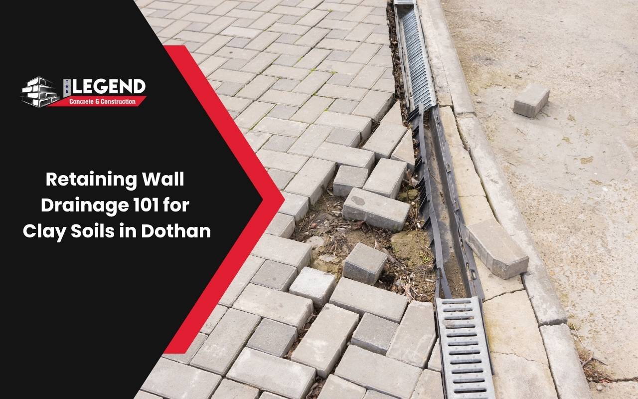 Retaining wall drainage Dothan project with proper construction and gravel backfill