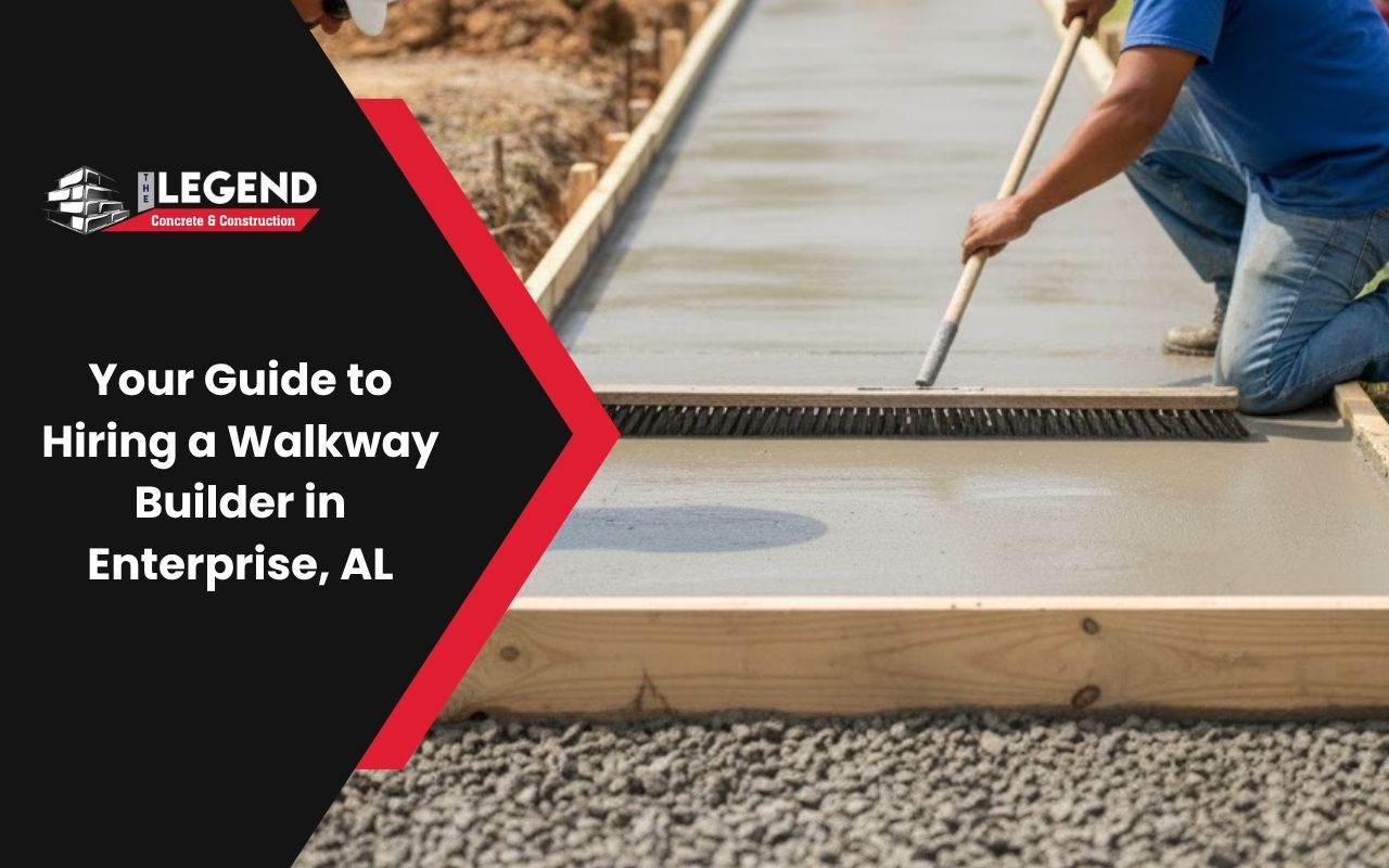 concrete walkway builder Enterprise timeline and curing stages