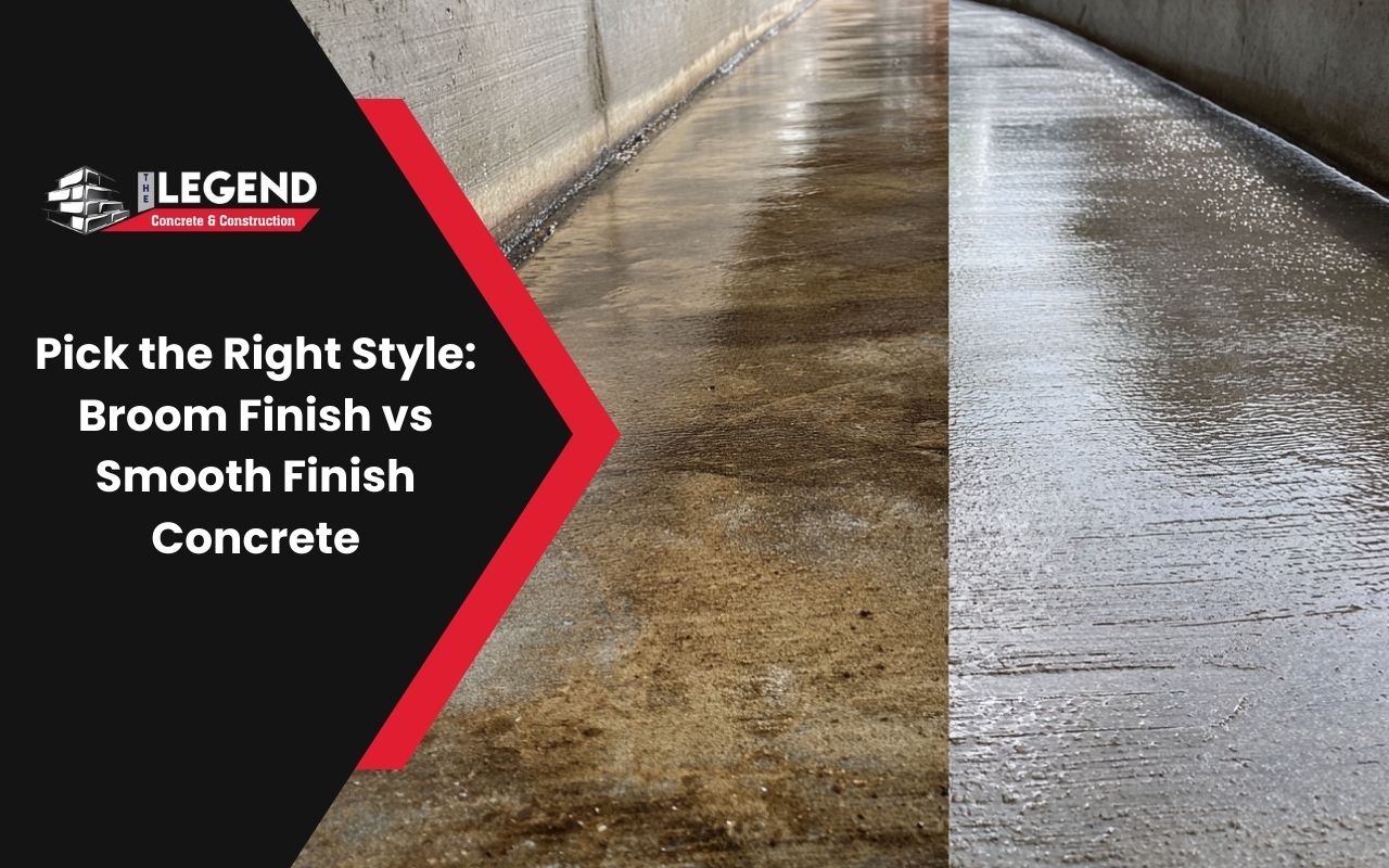 Smooth finish concrete patio with a clean modern look and sealed surface for easier cleaning.