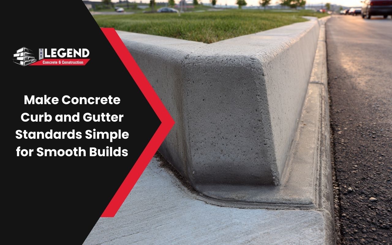 Concrete Curb and Gutter Standards shown on a clean street edge with curb and gutter alignment