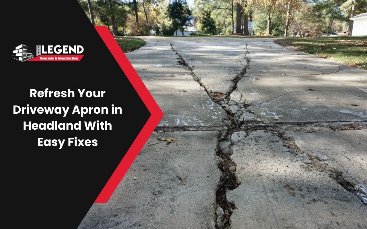 Concrete Driveway Apron Repair in Headland showing chalk-marked cracks and uneven spots for planning repairs.