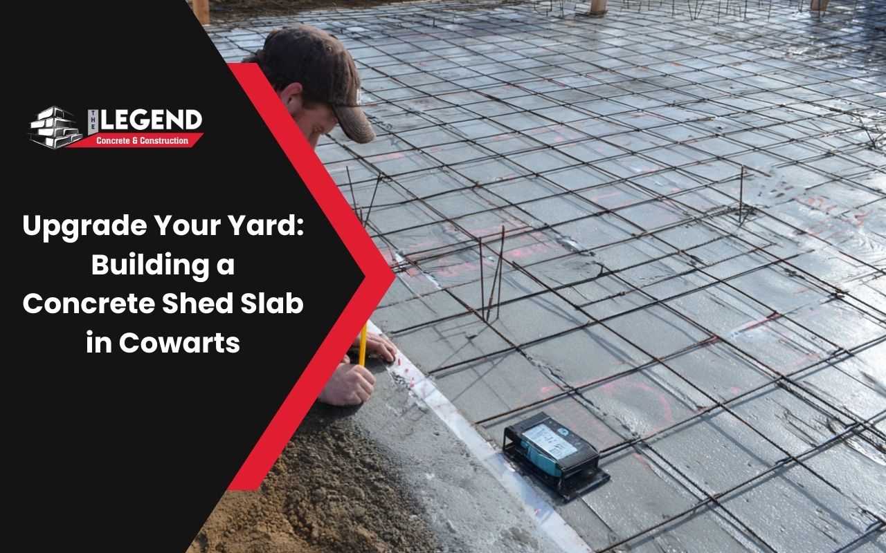 Installing a moisture barrier under a Concrete Shed Slab in Cowards before pouring concrete.