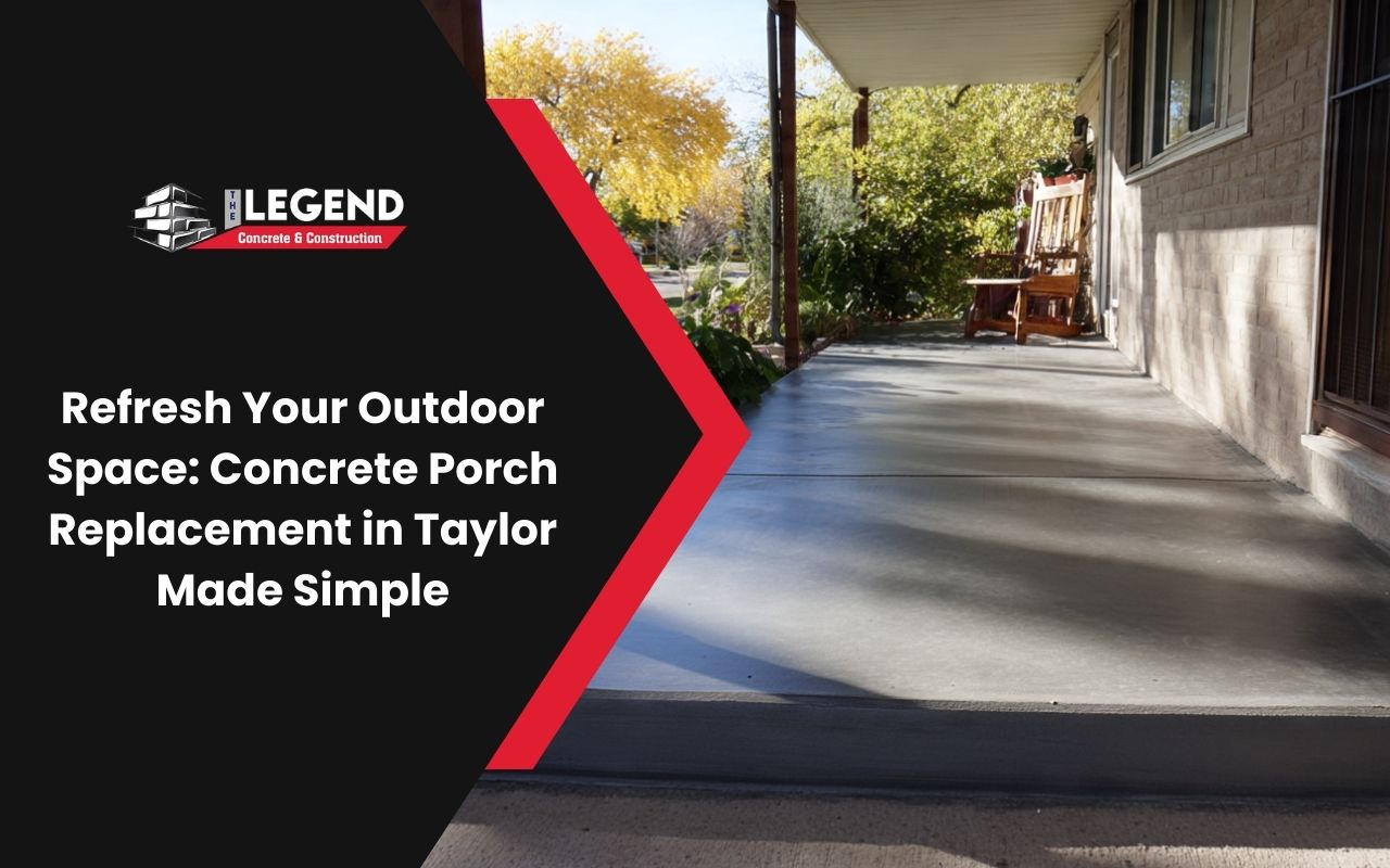 Concrete porch replacement in Taylor with a smooth finished surface and clean edges.