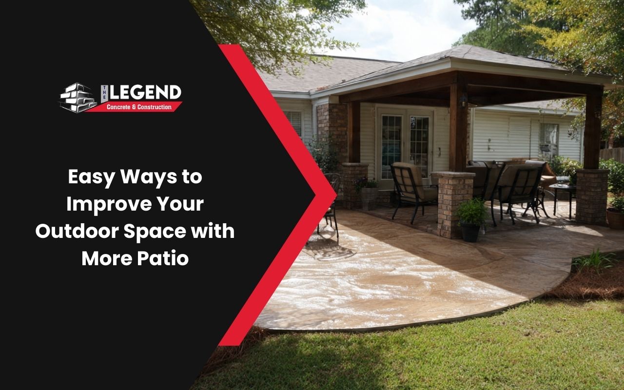 concrete patio extension in Dothan, AL designed for a larger backyard seating area
