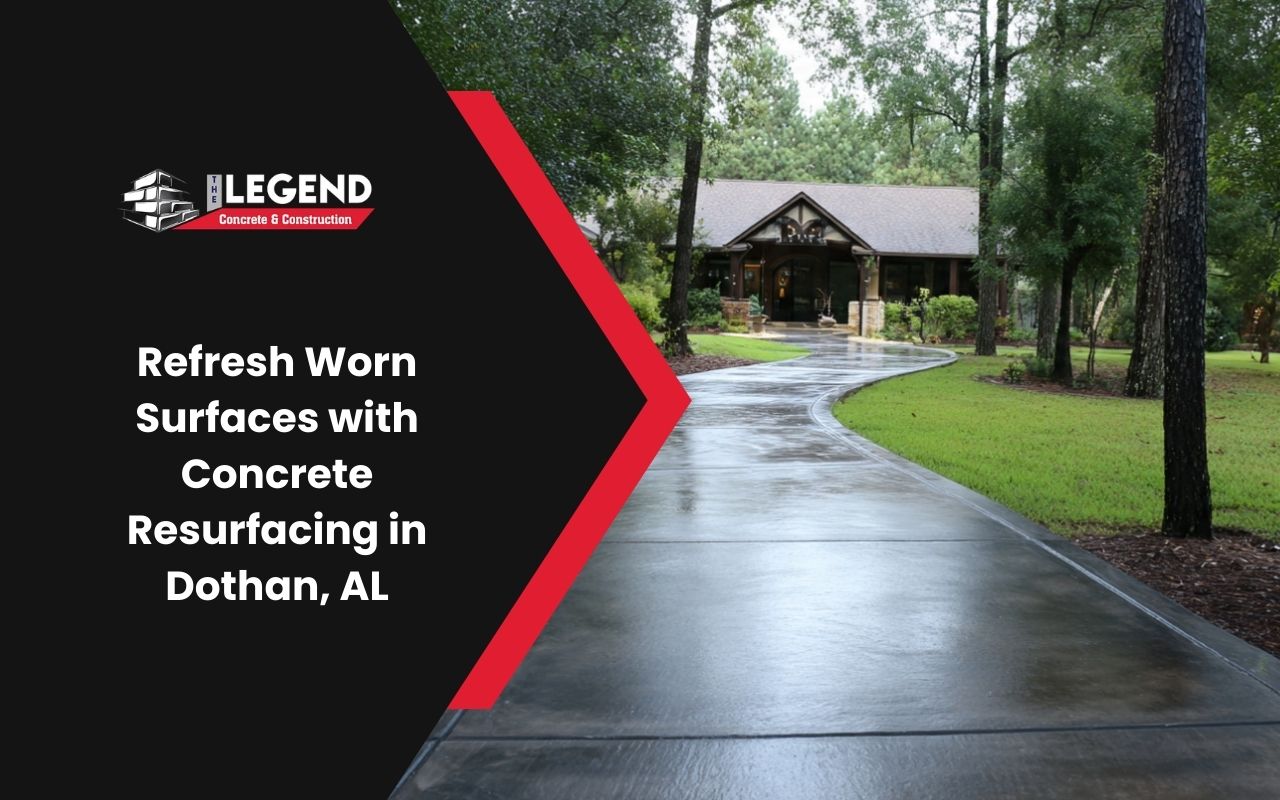 Concrete resurfacing in Dothan, AL on a worn residential driveway