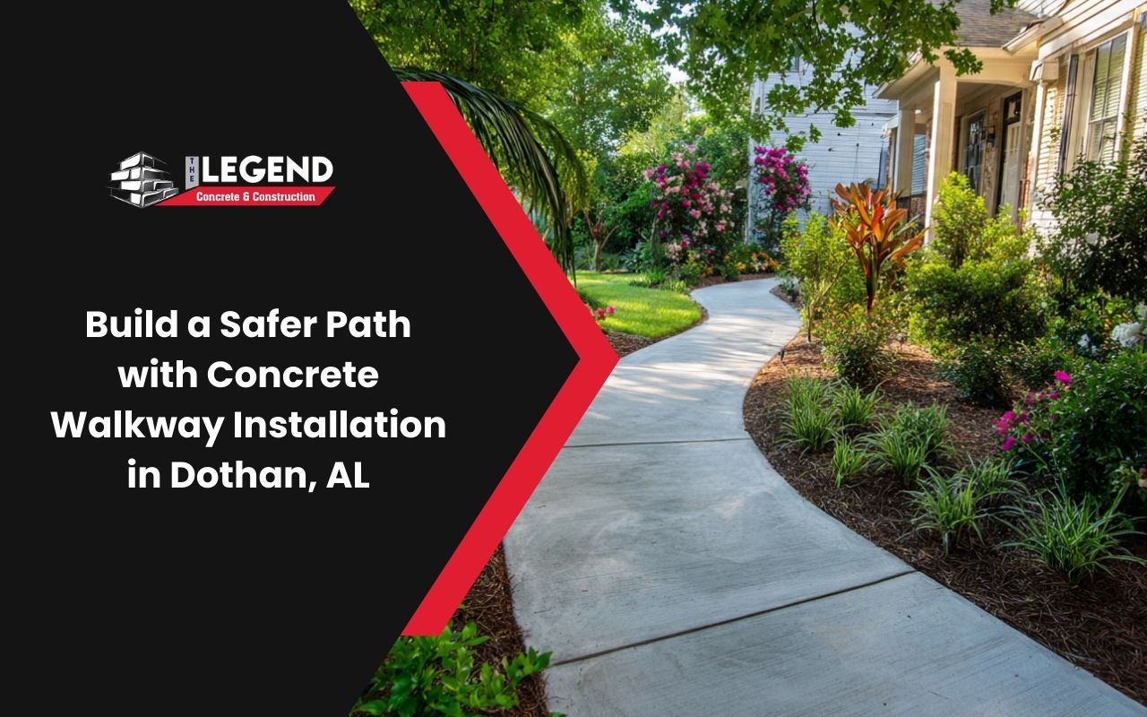 concrete walkway installation in Dothan, AL for a clean and durable front yard path