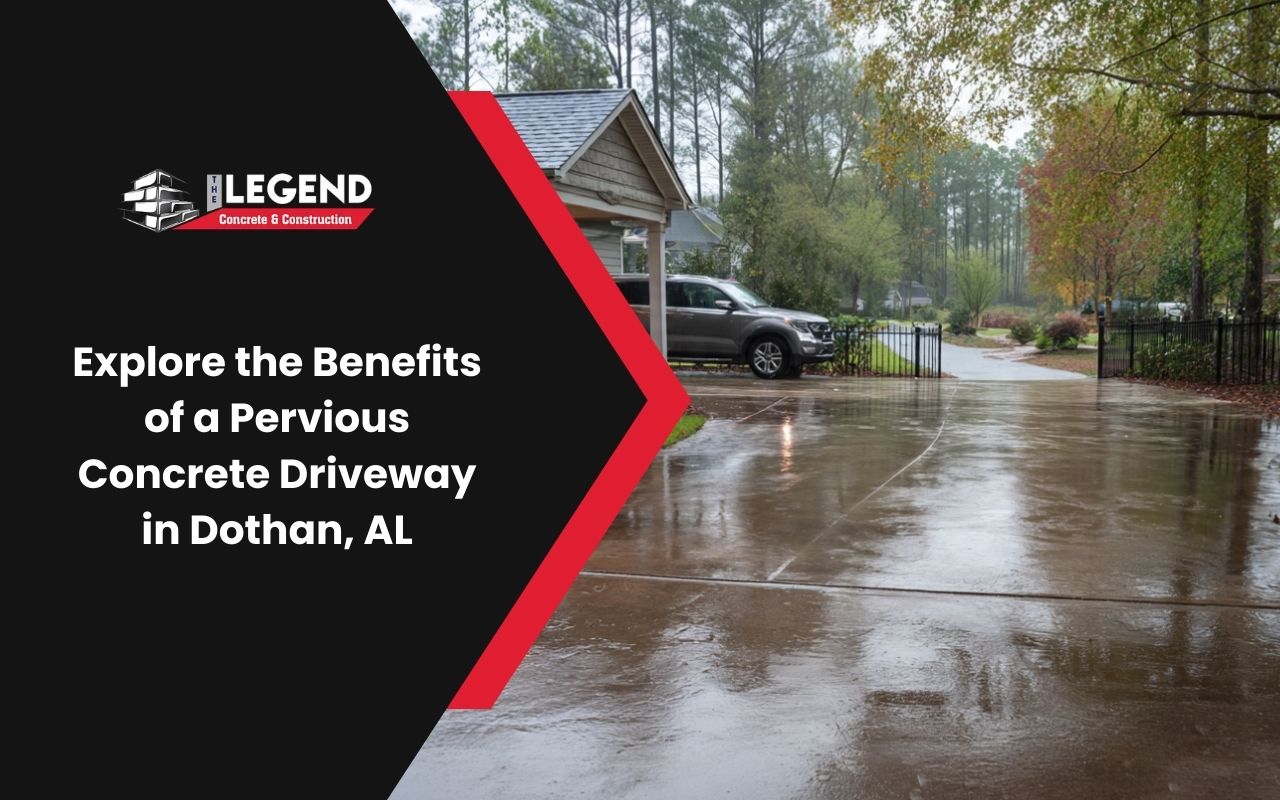 pervious concrete driveway in Dothan, AL helping water drain after heavy rain