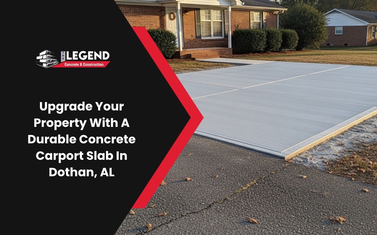 concrete carport slab in Dothan, AL installed in residential driveway