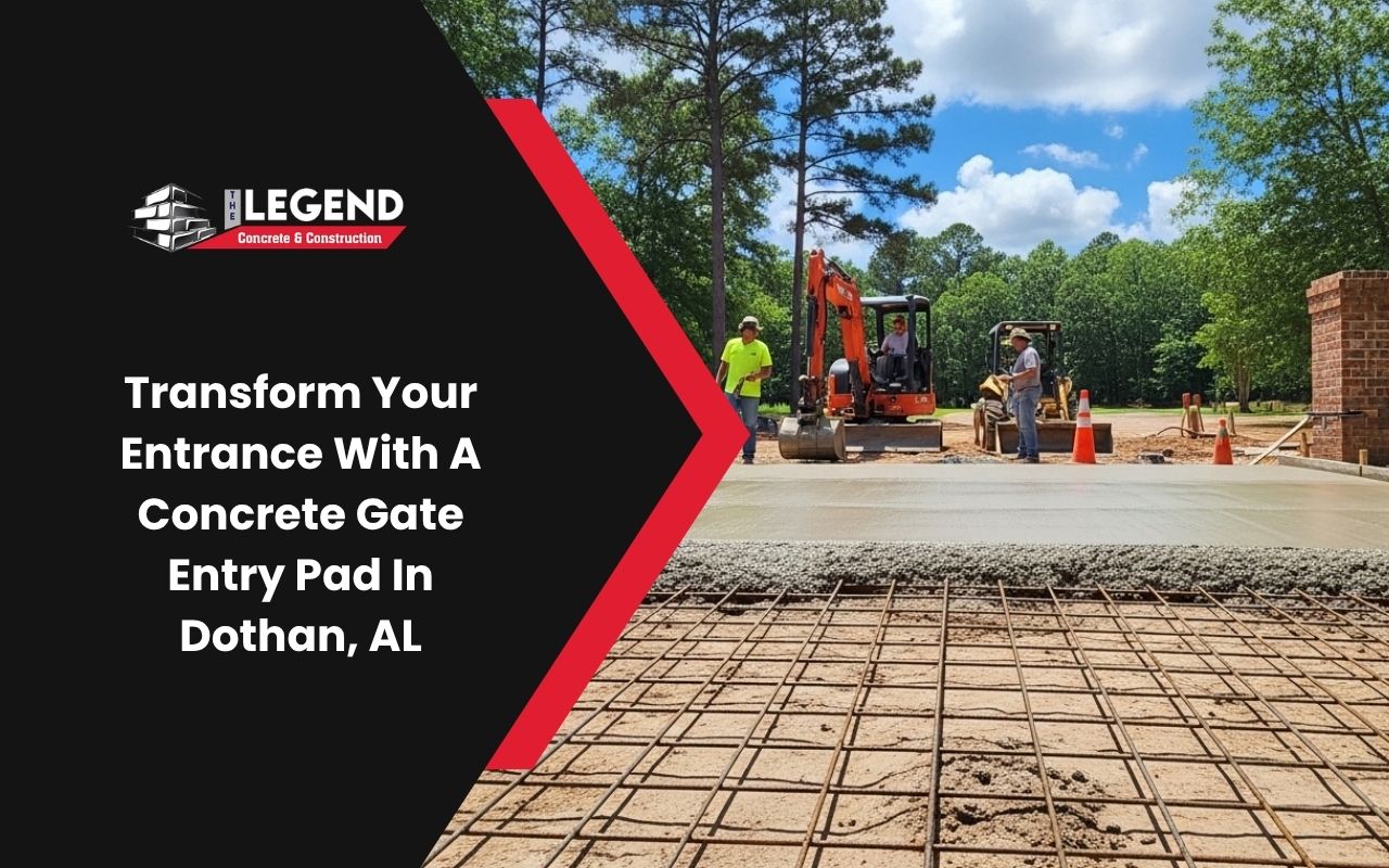 concrete gate entry pad in Dothan, AL during installation