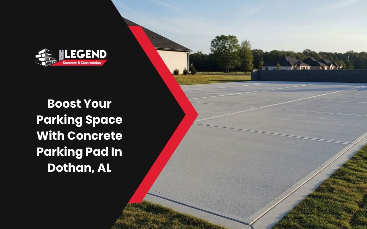 Modern concrete parking pad in Dothan, AL with clean design