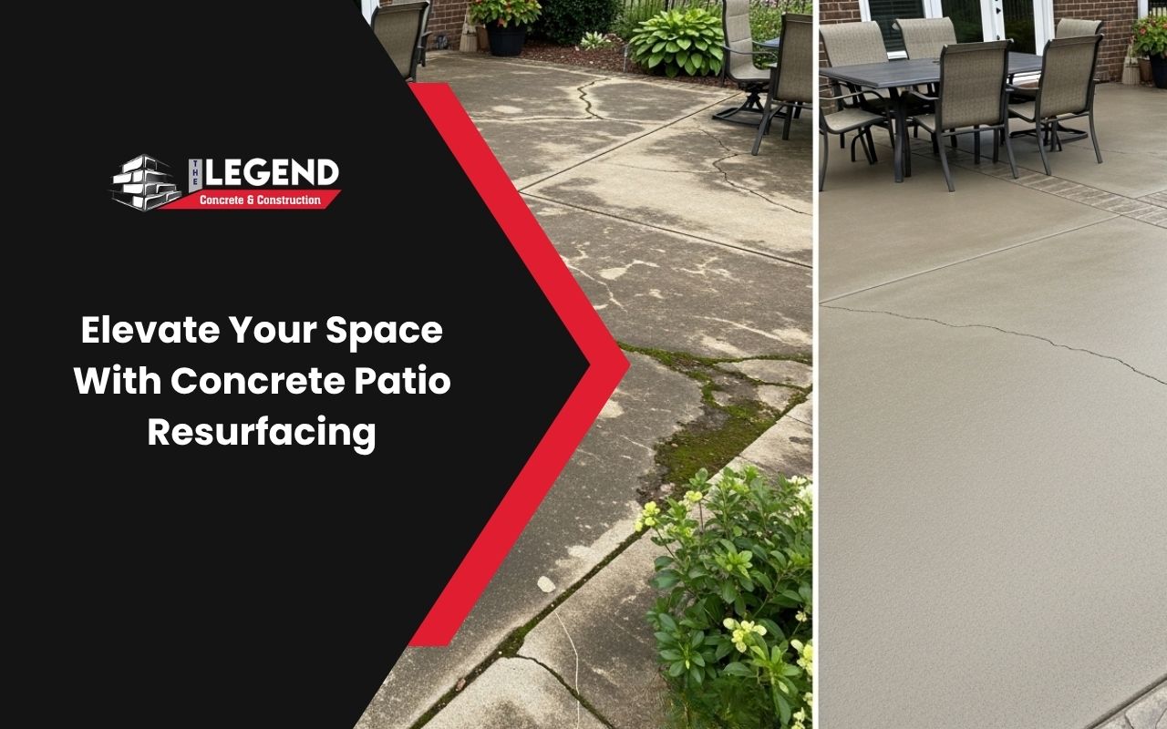Concrete patio resurfacing in Dothan AL before and after outdoor patio upgrade