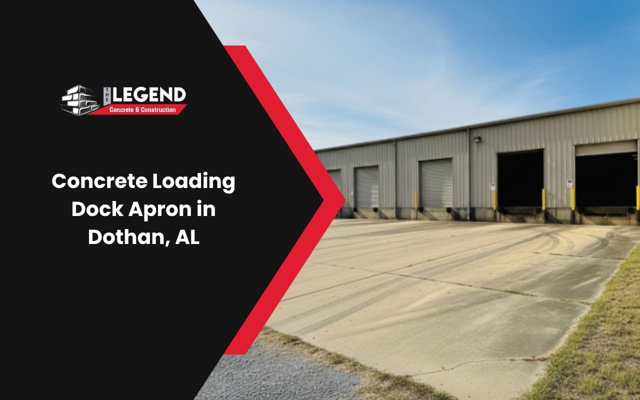 Reinforced concrete loading dock apron in Dothan, AL for forklift traffic