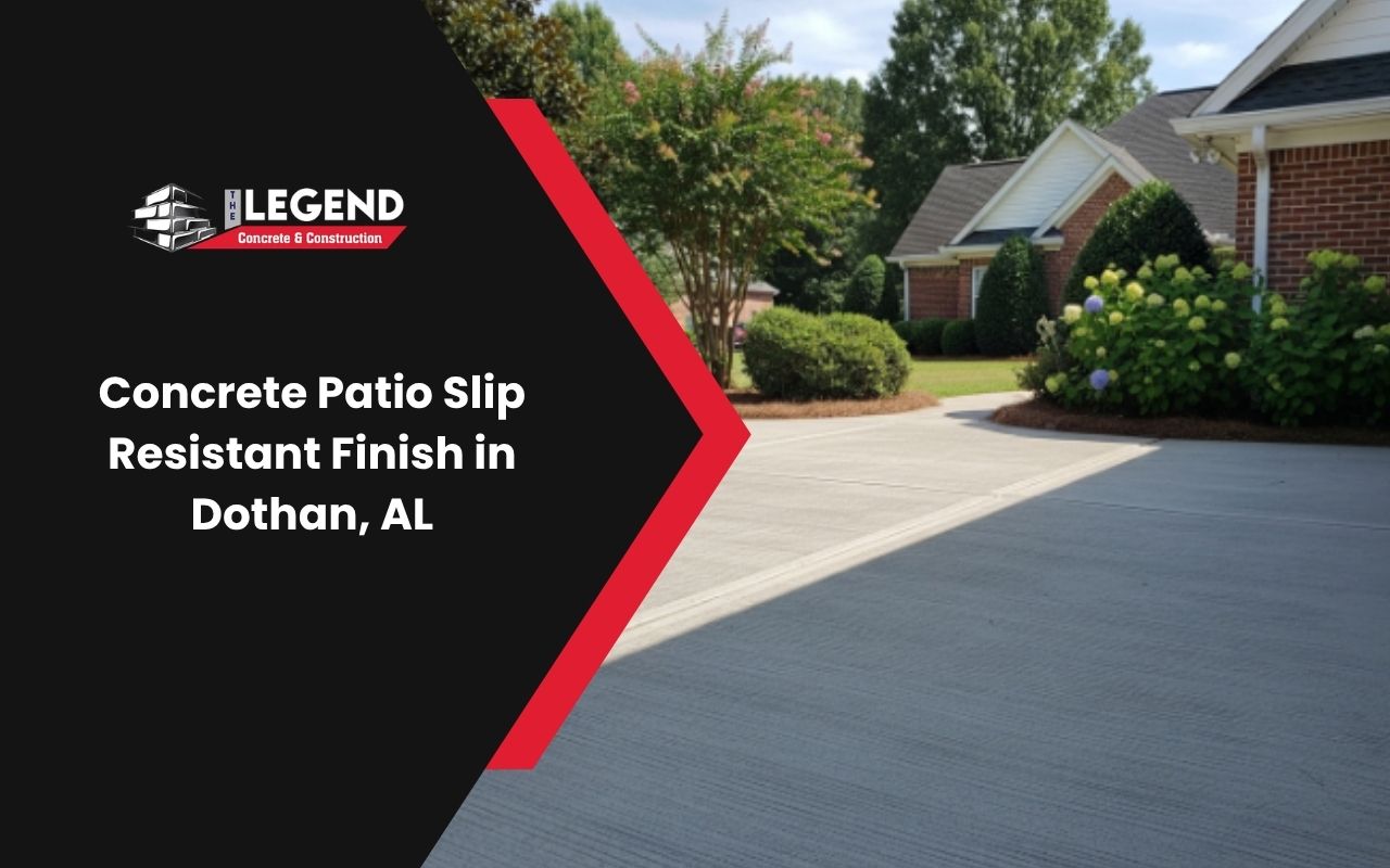 Wet patio texture for concrete patio slip resistant finish in Dothan, AL