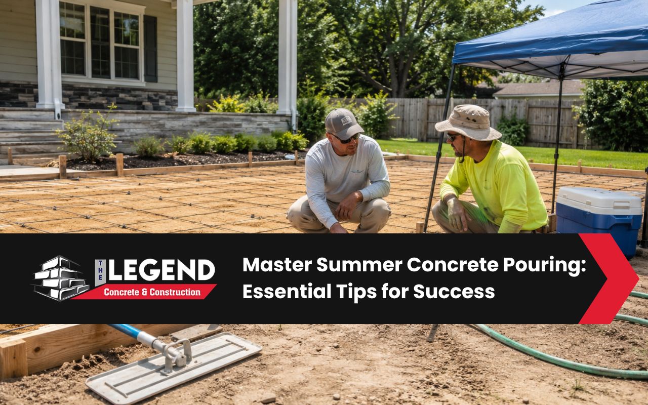 Crew planning summer concrete pouring in Dothan AL during warm weather